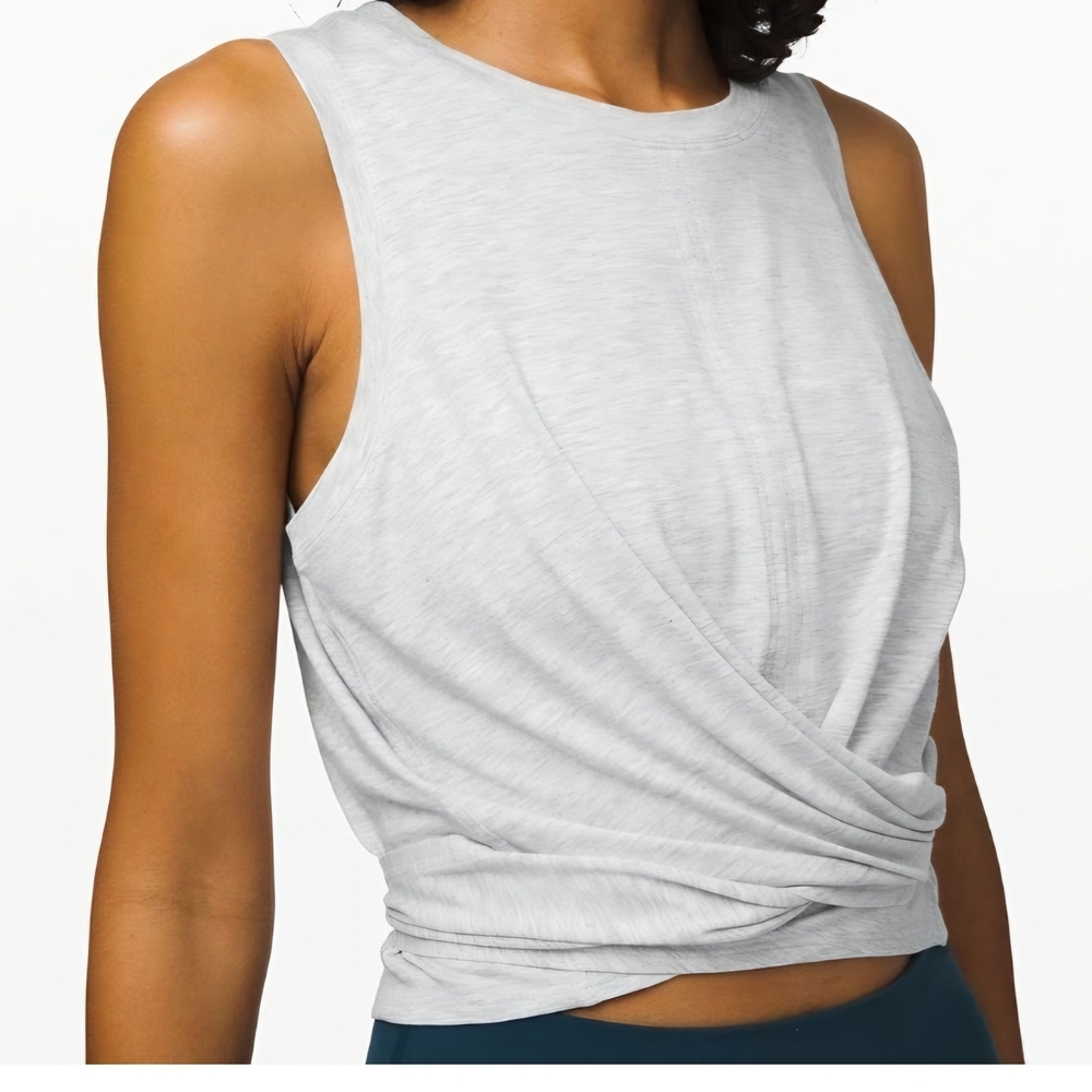 Lululemon Time to Restore Heather Grey Draped Twist Tank